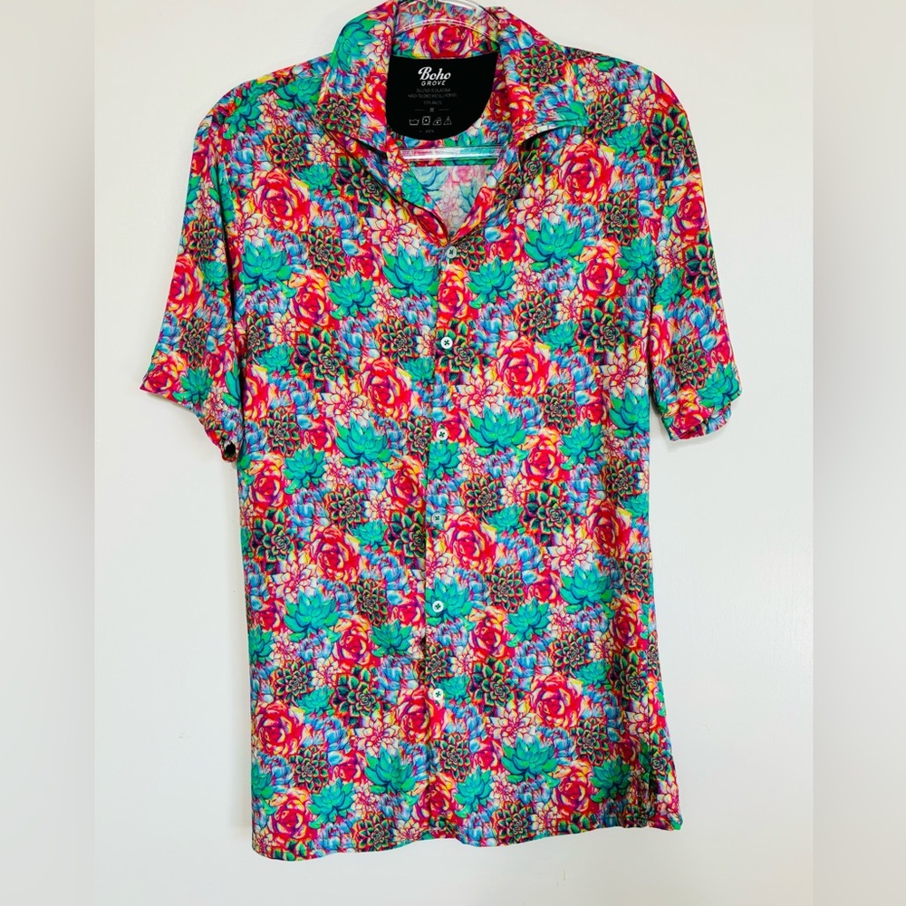 Boho Grove - Colorful succulent Button-Up Shirt
